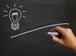 Light Bulb And Blackboard Copyspace Shows Ideas And Blank Vision Stock Photo