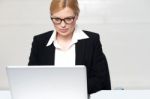 Corporate Lady Working On Laptop Stock Photo