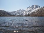 Beautiful Lake, Snow Mountain And Pine Tree Stock Photo