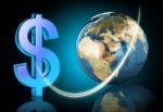 Dollar With Globe Stock Photo