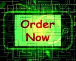 Order Now On Phone Shows Buying Online In Web Stores Stock Photo