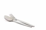 Fork And Spoon Isolated On White Background Stock Photo