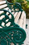 Chair Metal Park Bench In The Garden Stock Photo