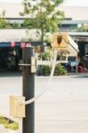 Backview Of Cctv Camera In Front Of The Village, Residence Stock Photo