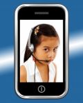 Girl Wearing Headset On Mobile Stock Photo