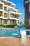 Beautiful New Apartment Building, Outdoor, Pool View Stock Photo