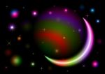 Abstract Colorful Moon Shape Space Design  Illustration Te Stock Photo