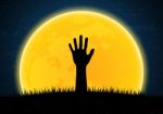 Halloween Zombie Hand From Grave Soil Stock Photo