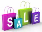 Sale On Shopping Bags Shows Bargains And Promotions Stock Photo