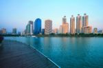 Beautiful Lanscape Of Benjakiti Public Park Important Landmark I Stock Photo