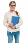 Pretty College Student Posing With Spiral Notebook Stock Photo