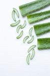 Aloe Vera Sliced And Leaf Isolated Stock Photo