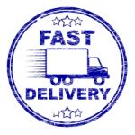 Fast Delivery Stamp Means High Speed And Courier Stock Photo