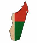 Madagascar Map On Madagascar  Flag Drawing ,grunge And Retro Fla Stock Photo