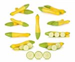 Yellow Zucchini Isolated On The White Background Stock Photo