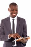 Businessman With Tablet Pc Stock Photo