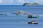 Bay With Fishing Boats Stock Photo