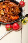 Fresh Seafoos Stew On An Iron Skillet Stock Photo