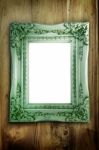 Antique Frame On Wood Stock Photo