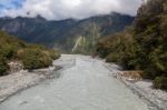 View Of The Fox River In New Zealand Stock Photo