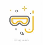 Thin Line Icons, Diving Mask Stock Photo