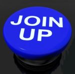 Join Up Button Shows Joining Membership Register Stock Photo