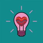 Heart Love Light Bulb Flat Design Icon  Illustration Stock Photo