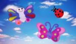 Ladybug And Butterflies Stock Photo