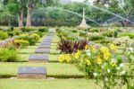 Kanchanburi, Thailand - May 3, 2014: Chungkai War Cemetery This Is Historical Monuments Where To Respect Prisoners Of The World War 2 Rest In Peace Here In Kanchanaburi Province, Thailand Stock Photo