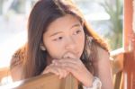 Portrait Of Thai Student Teen Beautiful Girl Happy And Relax Stock Photo