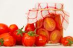 Artisanal Preparation Of Pickles Of Organic Cherry Tomatoes Stock Photo