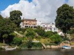 Houses Along The River Dee At Chester Stock Photo