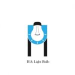 H-letter/alphabet Icon And Light Bulb Abstract Logo Design Stock Photo