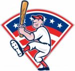 American Baseball Player Batting Cartoon Stock Photo