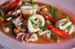 Fried Squid With Salted Egg Stock Photo