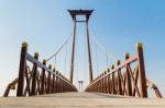 Beautiful Bridge Against Blue Sky Background Stock Photo