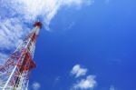 Phone Tower In Blue Sky Stock Photo