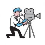 Cameraman Vintage Film Movie Camera Side Cartoon Stock Photo