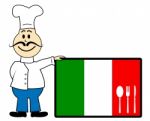 Chef Italy Represents Cooking In Kitchen And Europe Stock Photo