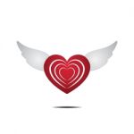 Heart With Wings Love Flat Design Icon  Illustration Stock Photo