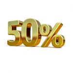 3d Gold 50 Percent Sign Stock Photo