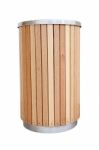 Wood Trash Bin Stock Photo