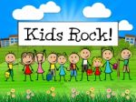 Kids Rock Banner Indicates Free Time And Child Stock Photo