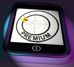 Premium Smartphone Displays Excellent Goods Or Services On Inter Stock Photo