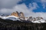 View Of The Mountain Above Moena Stock Photo