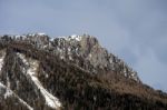 View Of The Mountain Above Moena Stock Photo