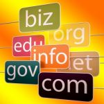 Orange Url Words Shows Org Biz Com Edu Stock Photo