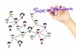 Drawing Social Network Structure Stock Photo