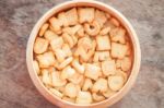 Alphabet Biscuit In Wooden Tray Stock Photo