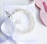 Childs Christening Bracelet Stock Photo